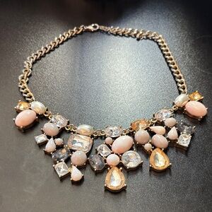 White House Black Market Pink and Gold Statement Necklace